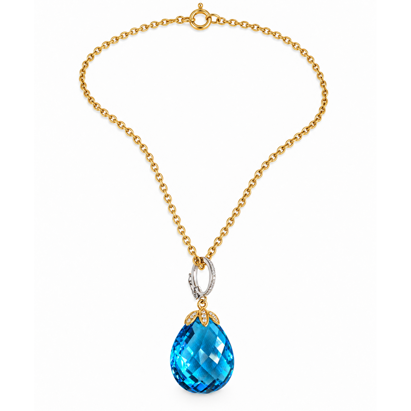 Azure Teardrop Diamond Pendant