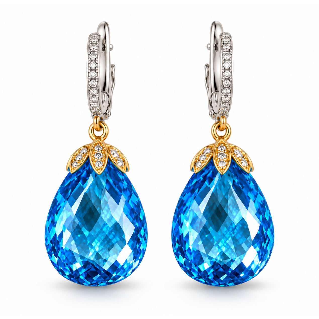Azure Teardrop Diamond Earrings