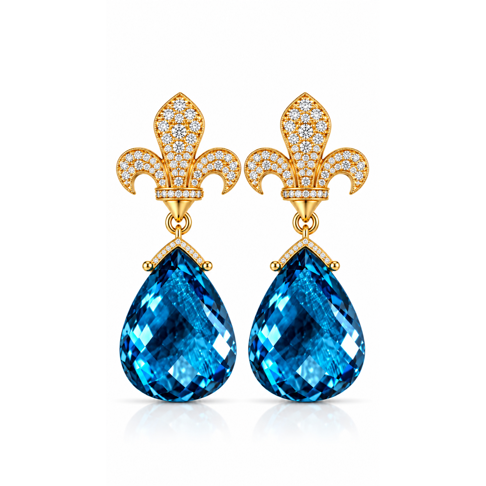 Fleur Blue Diamond Cascade Earrings
