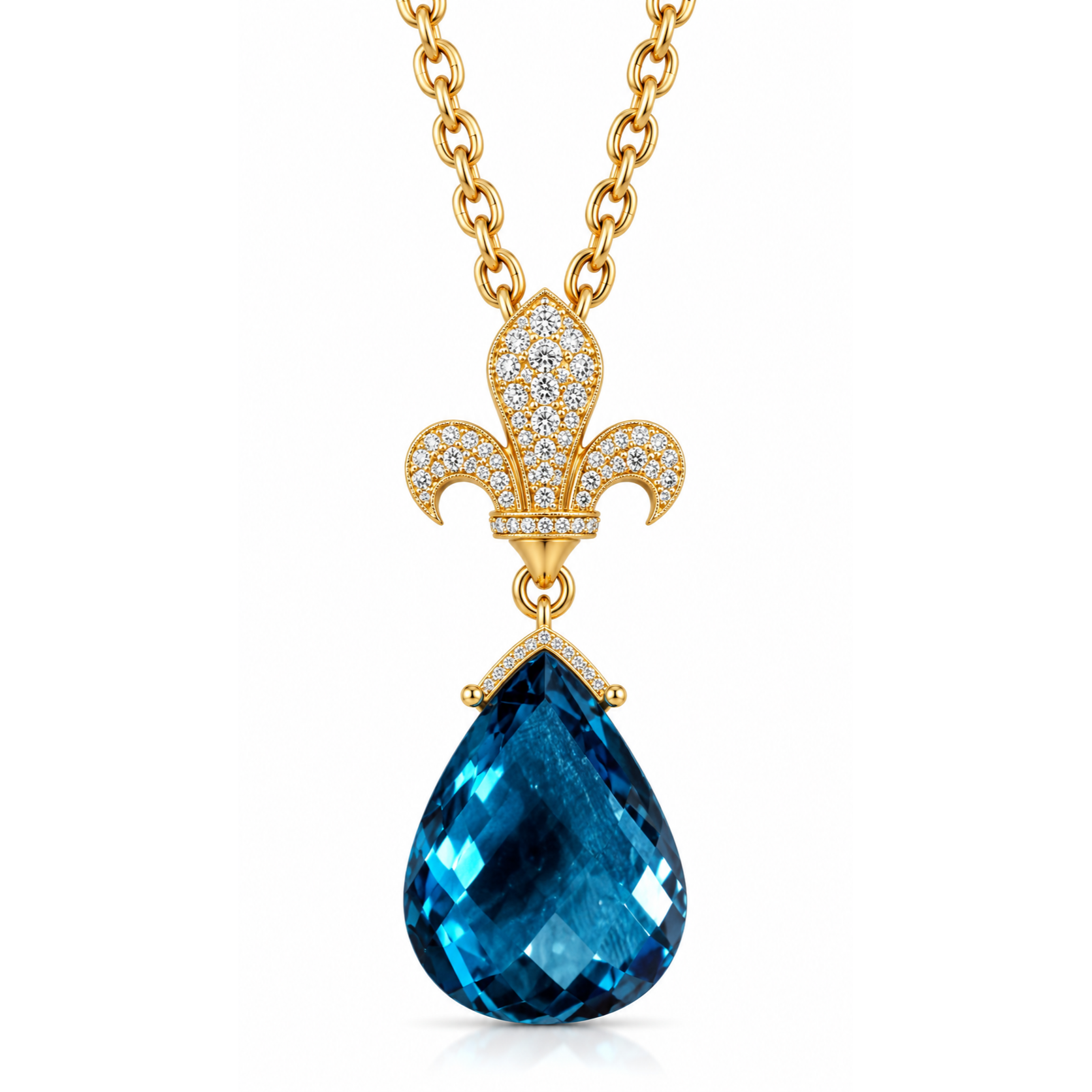 Fleur Blue Diamond Cascade Necklace