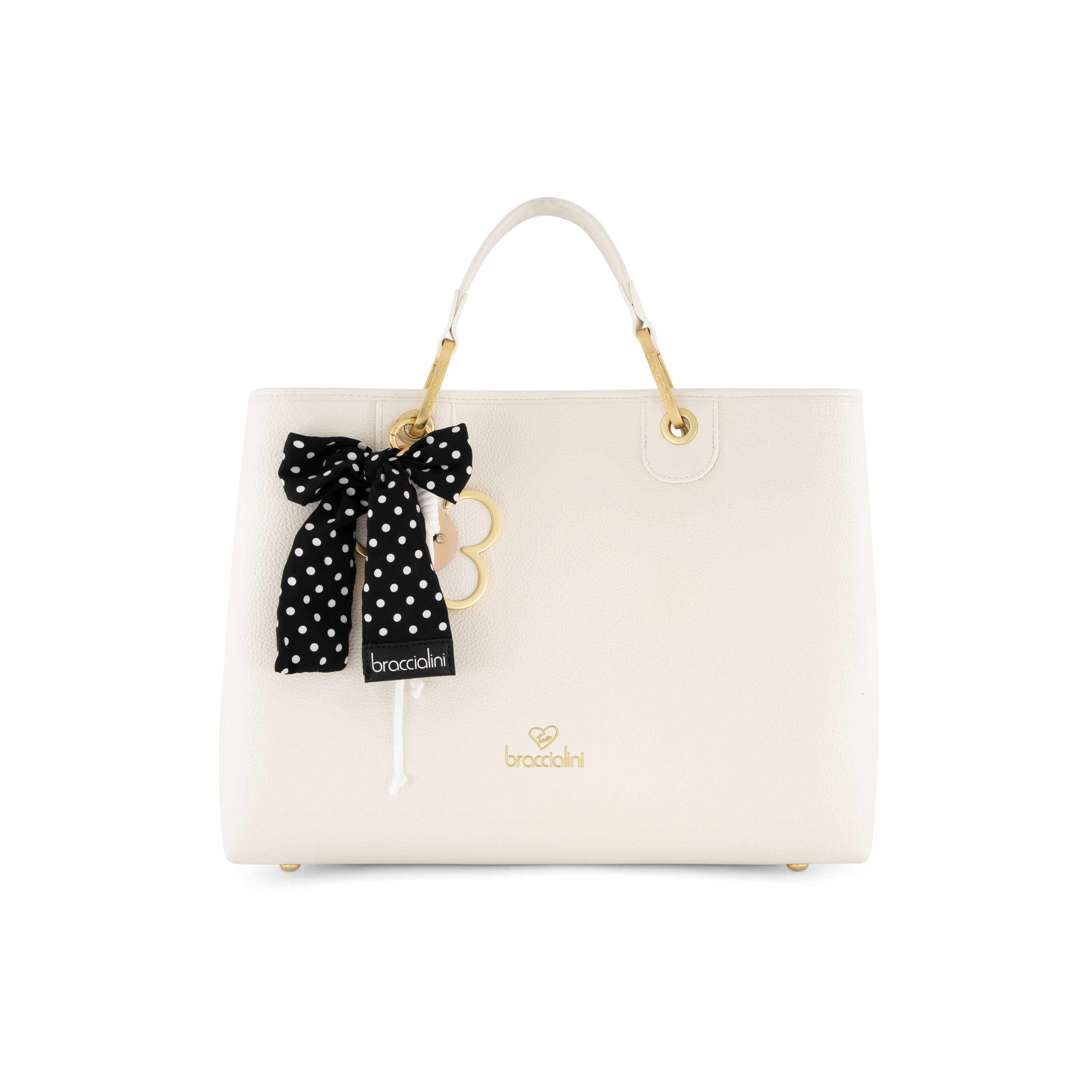 Beth Daisy Charm Large  Tote Bag – White