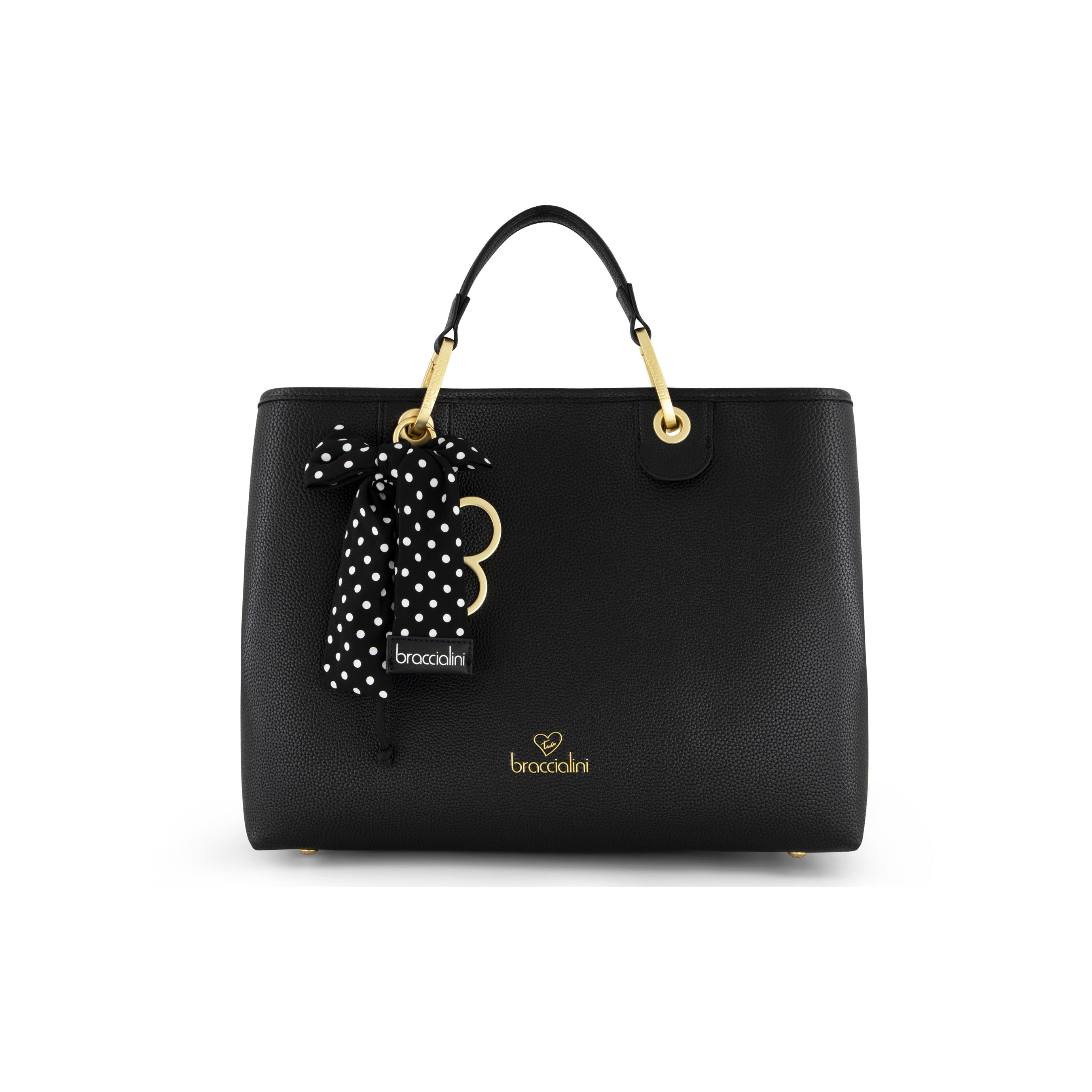 Beth Daisy Charm Large Tote Bag – Black