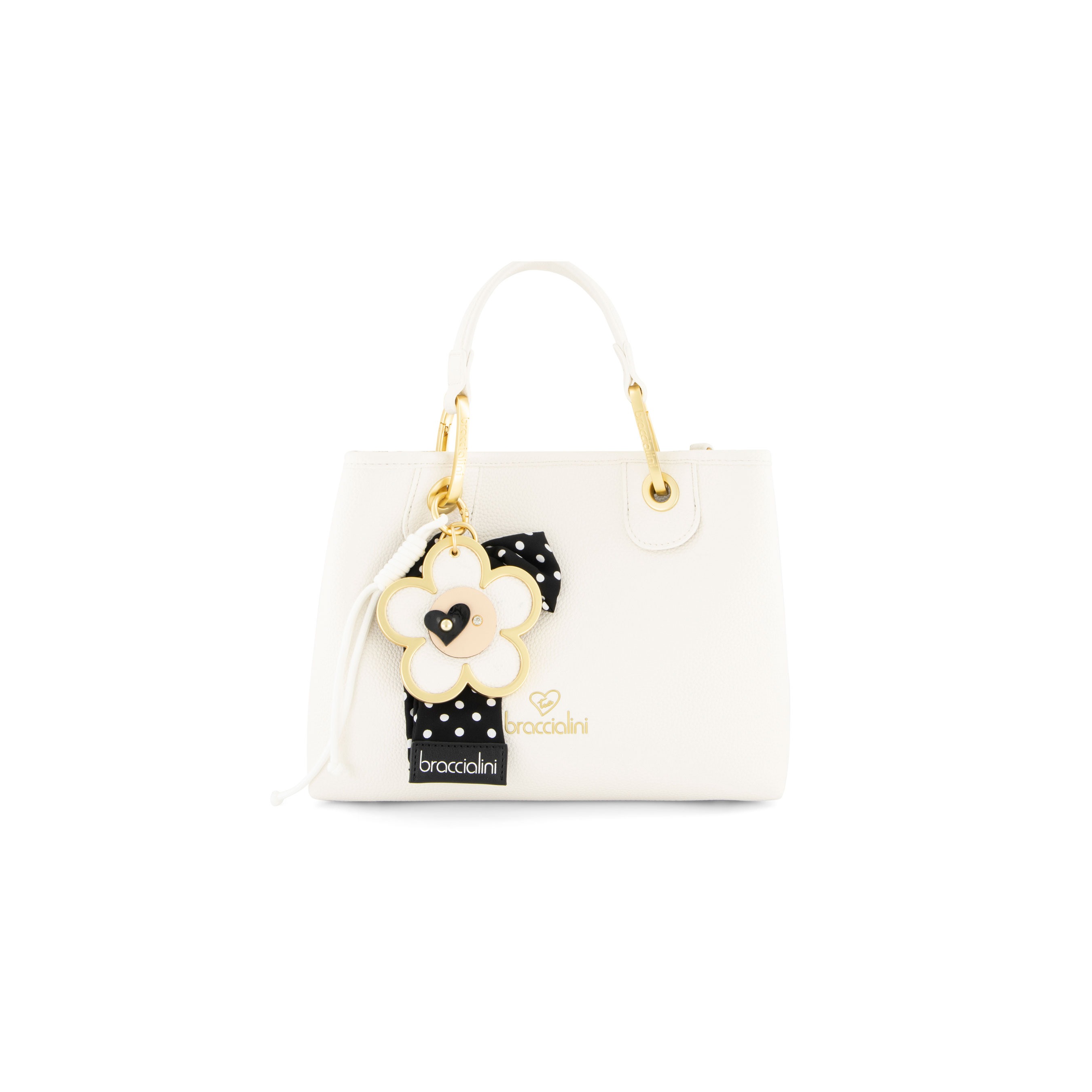 Beth Daisy Charm Medium Tote Bag – White