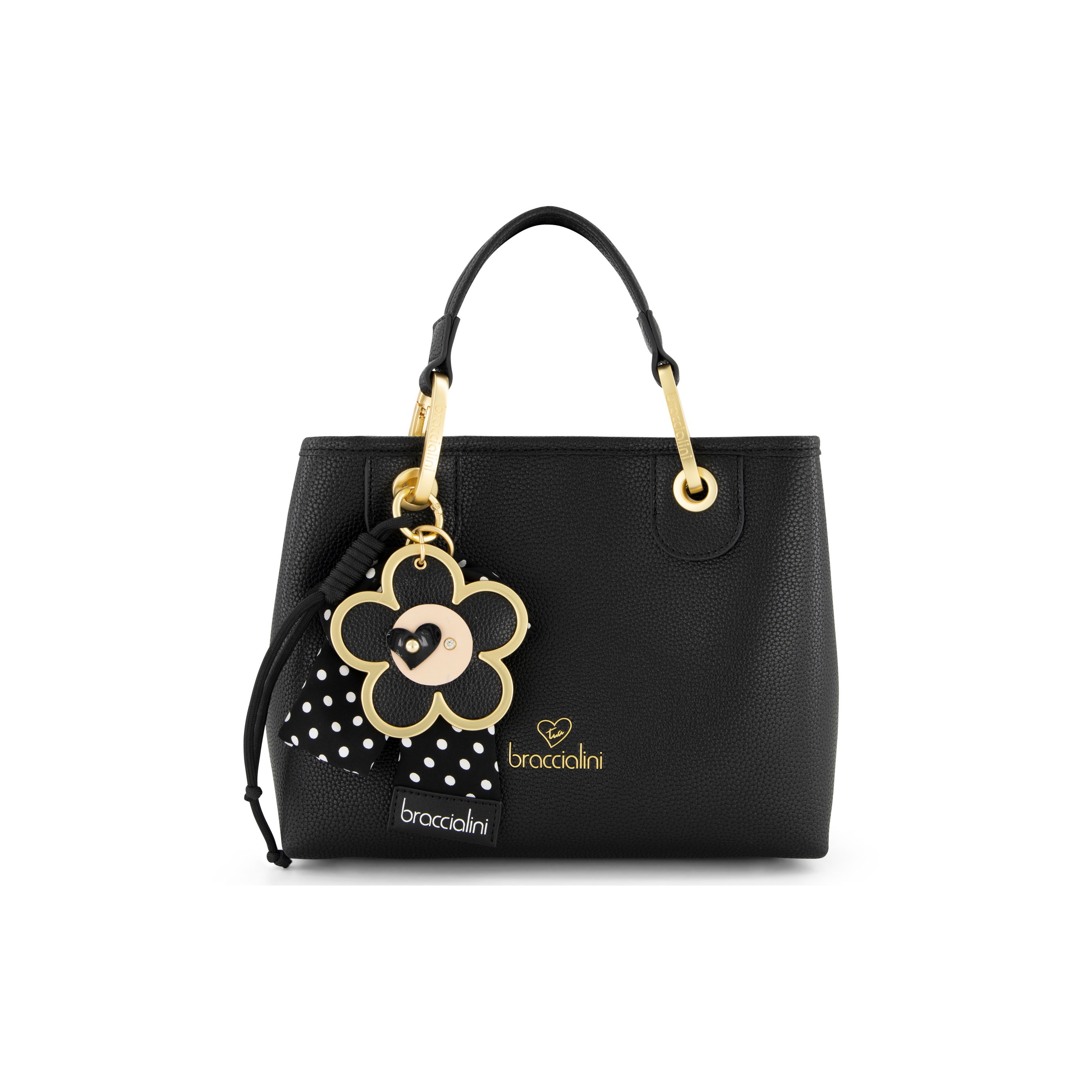 Beth Daisy Charm Medium Tote Bag – Black