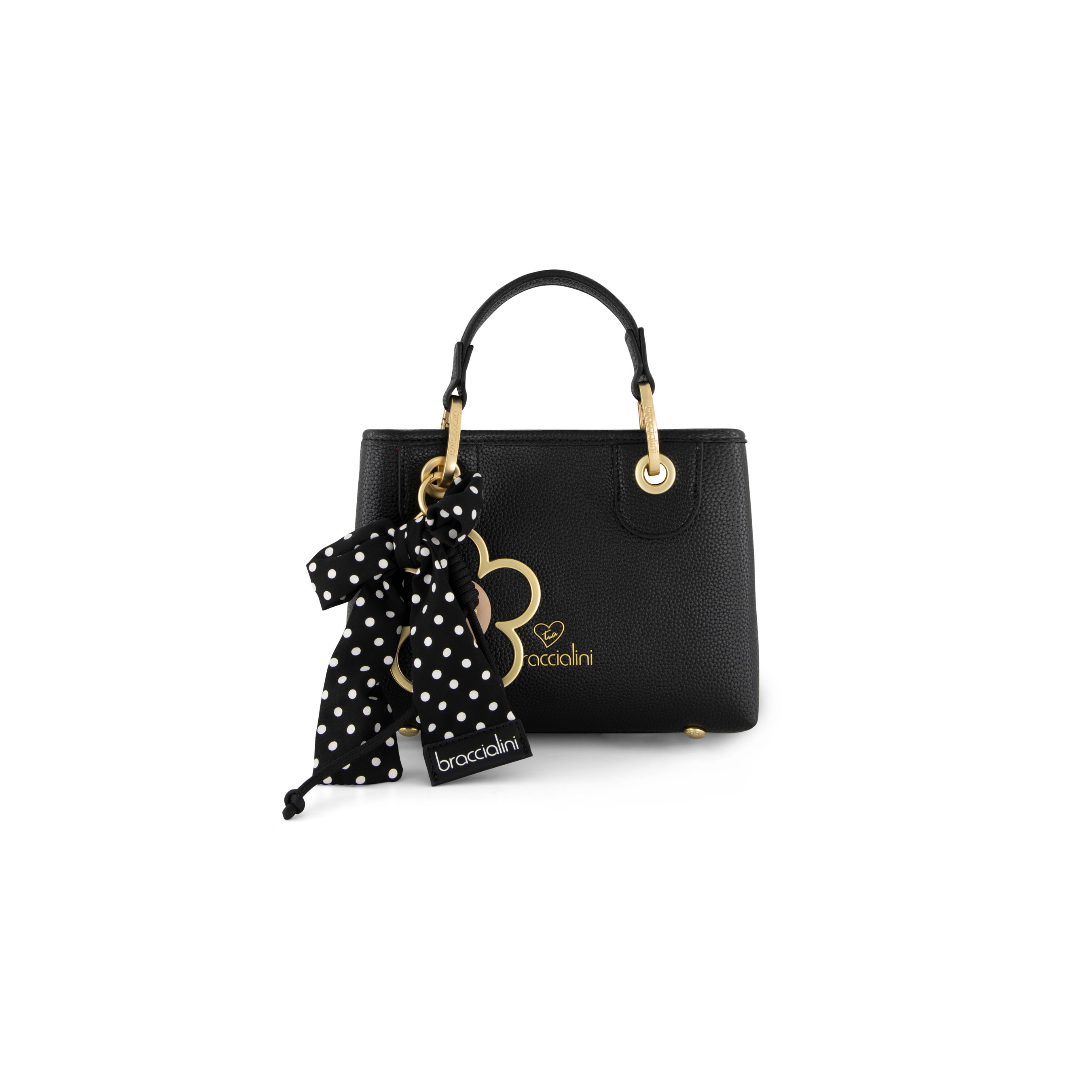 Beth Daisy Charm Small Tote Bag – Black
