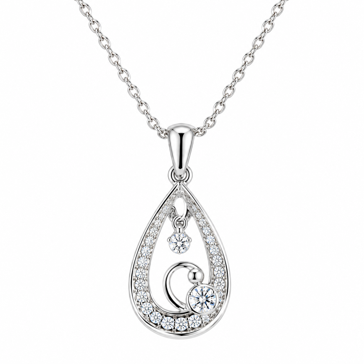 Serena Teardrop Diamond Pendant Necklace - Shimmering Diamond Collection