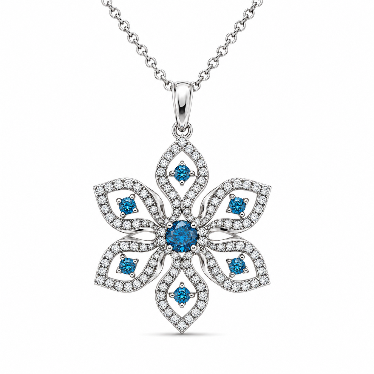 TruAmore Blue Elowen Diamond Fleur Pendant