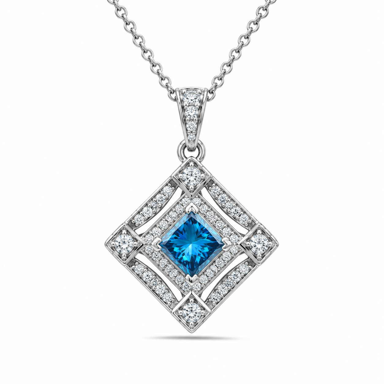 TruAmore Blue Valerique Diamond Prism Pendant