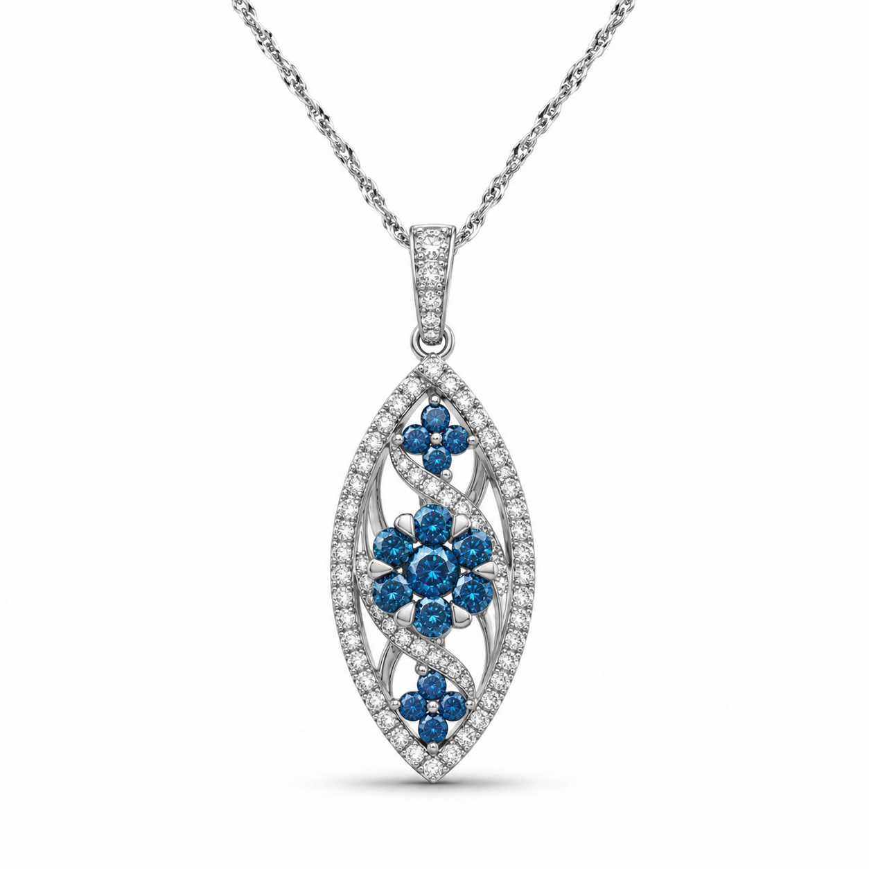 TruAmore Blue Seraphine Diamond Vine Pendant