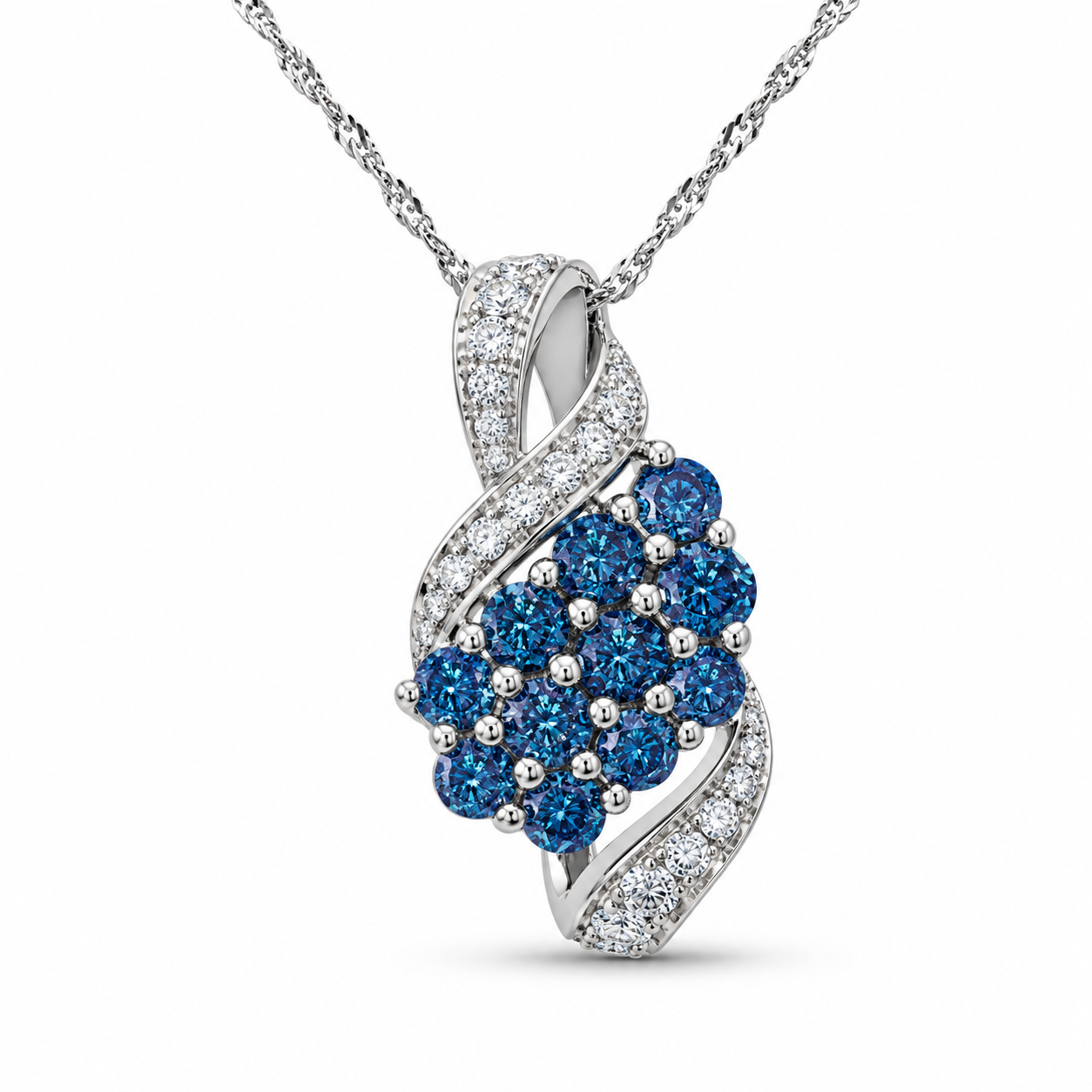 TruAmore Blue Cascade Diamond Embrace Pendant