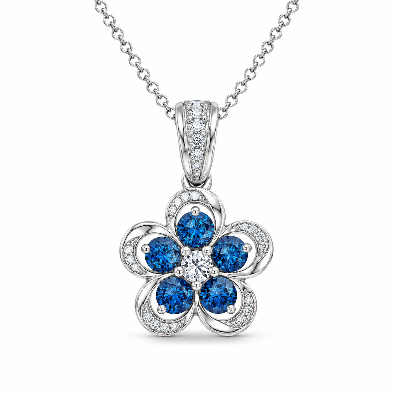 TruAmore Blue Luminous Diamond Blossom Pendant