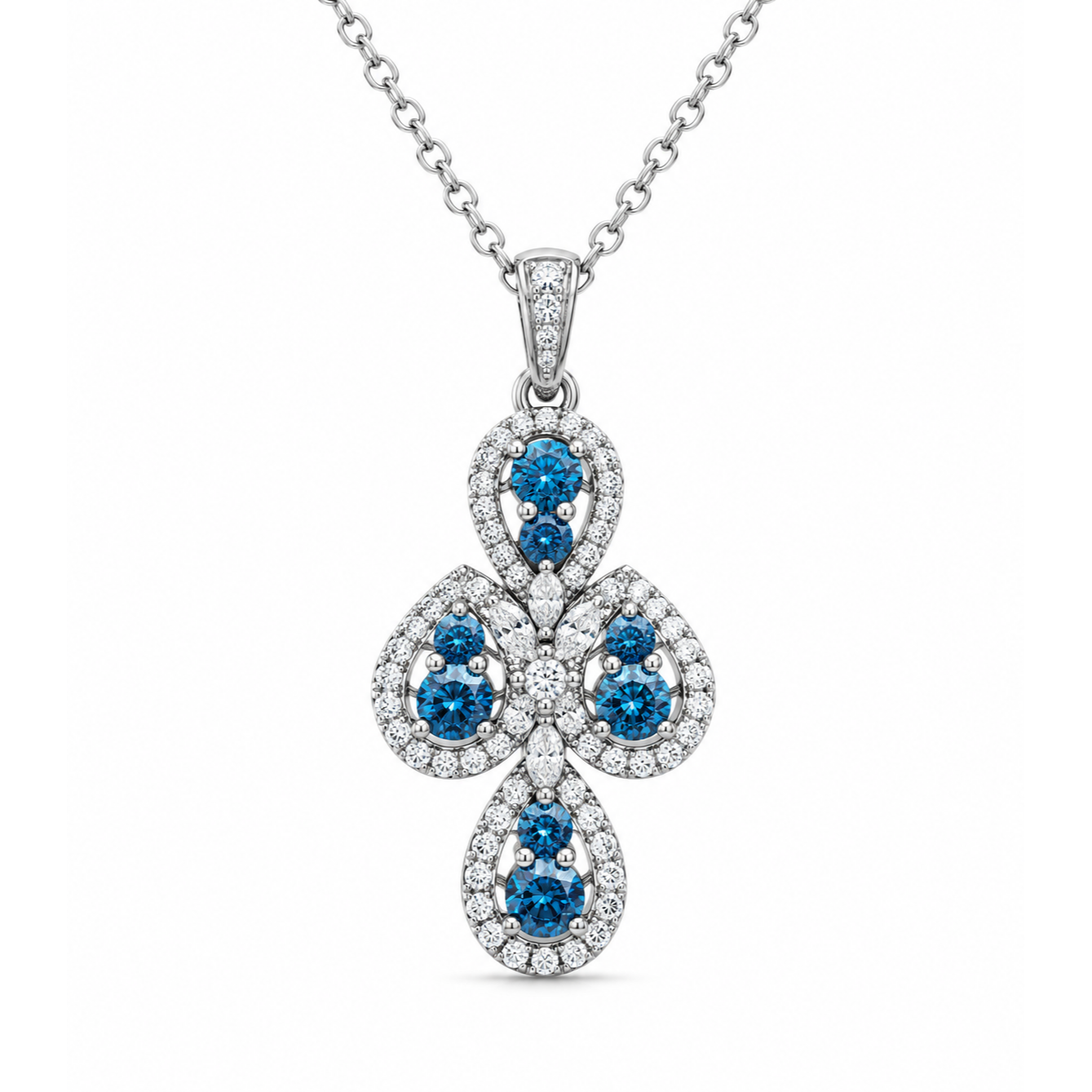 TruAmore Blue Celestine Diamond Quartet Pendant