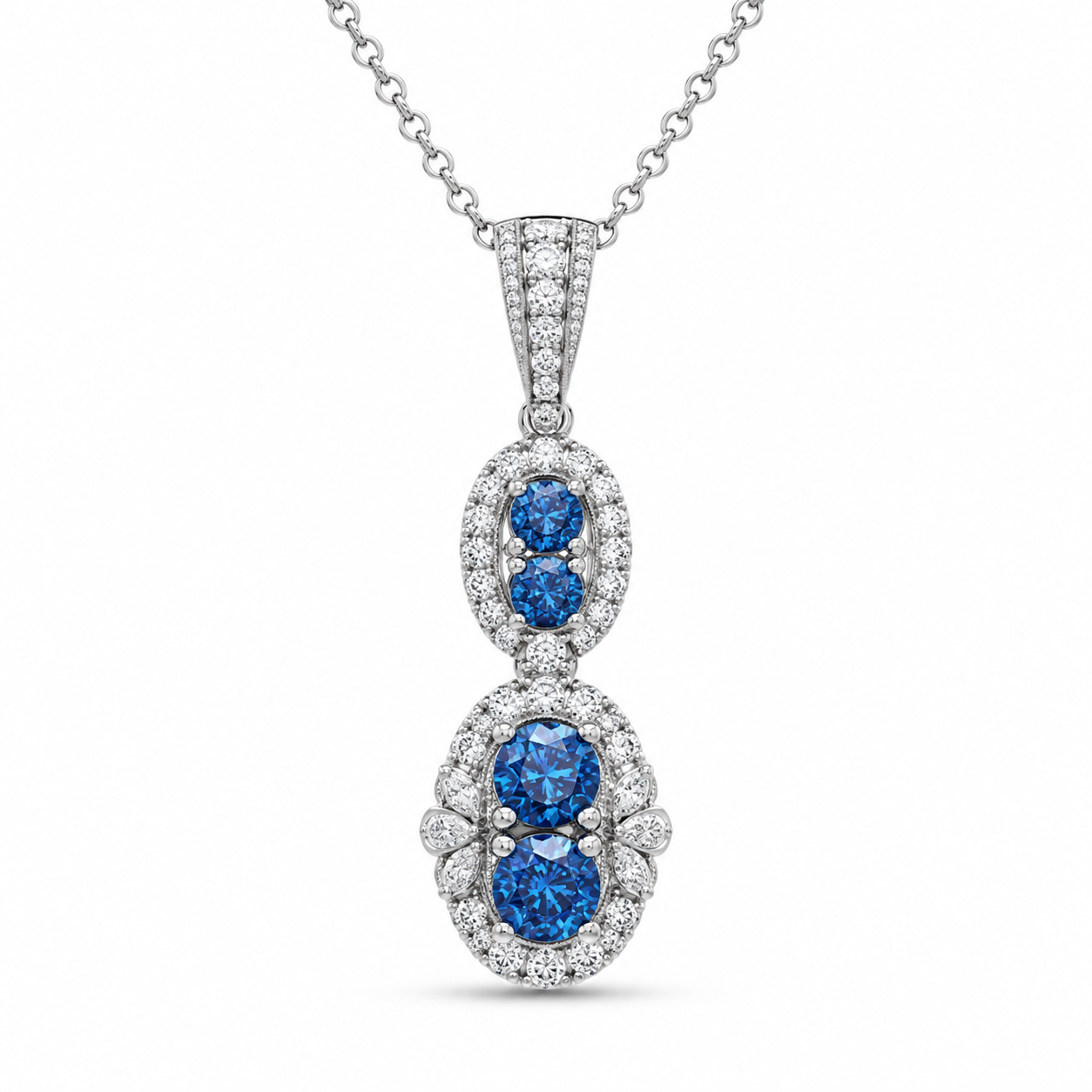 TruAmore Blue Majestic Diamond Duet Pendant