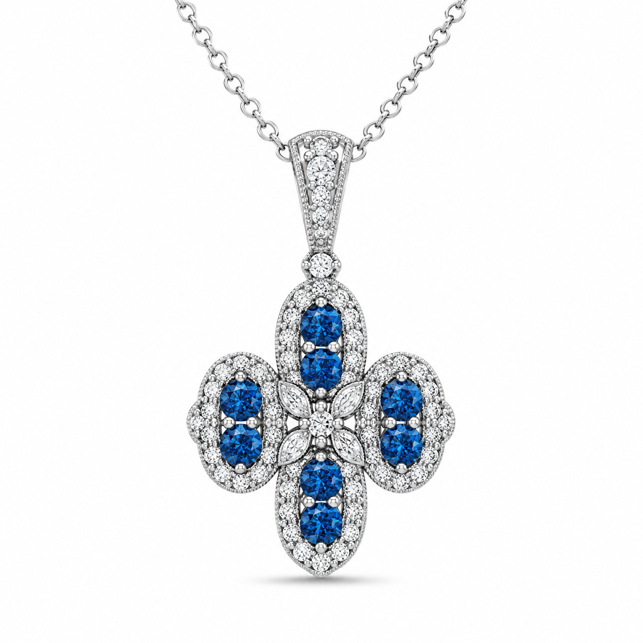TruAmore Blue Majestic Diamond Clover Pendant