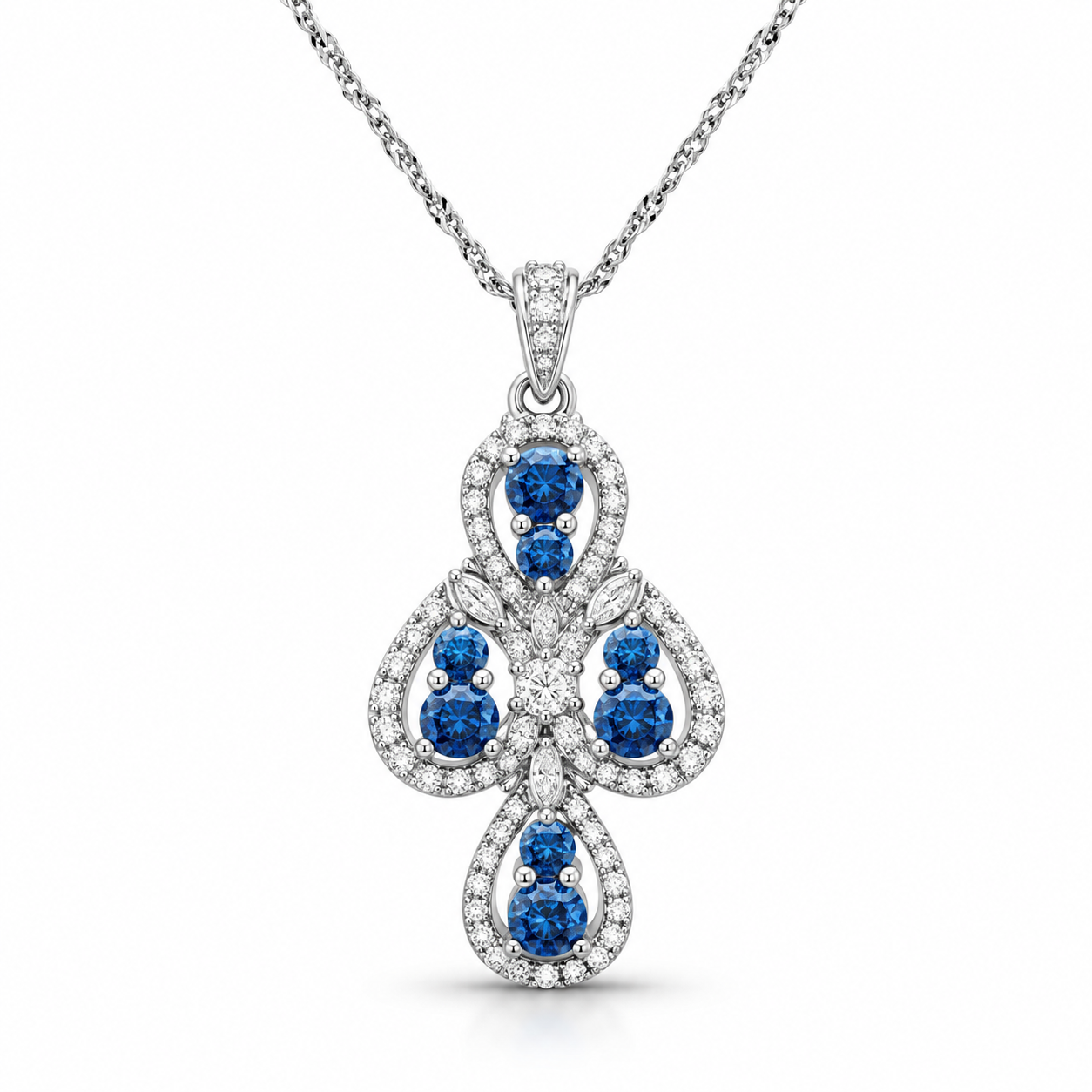 TruAmore Blue Celestial Diamond Clover Pendant