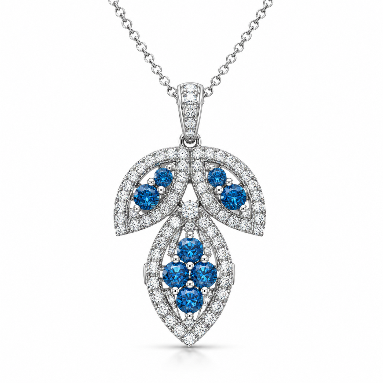 TruAmore Blue Enchanted Diamond Petal Pendant